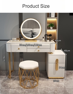 Nuova crema di luce Led specchio Vanity camera da letto mobili di lusso moderna toletta camera da letto Make Up toletta con specchio - Product Image 6
