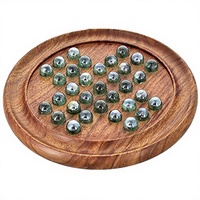 Jeu de société classique en bois ZAM ZAM IMPEX, solitaire, billes en marbre polies, artisanal, jeu de puzzle à thème d'amour pour un joueur, jeu d'esprit