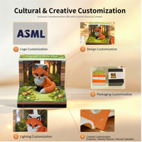 Calendrier mémo 3D en papier découpé motif renard forestier avec lumière LED, bloc-notes détachable, décoration de bureau mignonne, cadeau créatif pour les fêtes