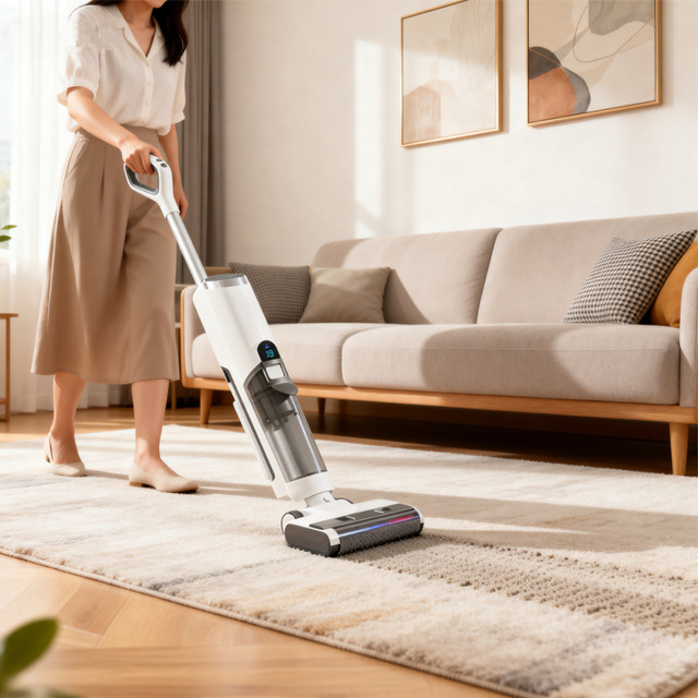Wireless Robot Wet-and-Dry Floor Cleaner 3000+ Pa Suction Brushless Motor Self-Cleaning Feature Handheld Vacuum Cleaner for
