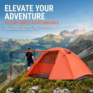 Anti-Storm Oxford Four-Season Diagonal Bracing Type One Bedroom Family Camping Lightweight Aluminum <b>Pole</b> 1-2 2 Persons - Product Image 3