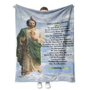 Mantas de Franela Personalizadas al por Mayor con Estampado de San Judas Tadeo, Mantas de Poliéster Cálidas y Suaves para Sofá, Mantas Pequeñas de Terciopelo - Product Image 5
