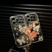 Coque de téléphone transparente Aurora Glitter Butterfly pour iPhone 17 Air 16 14 15 Pro Plus 18 13 12 11 Pro Max XR XS MAX