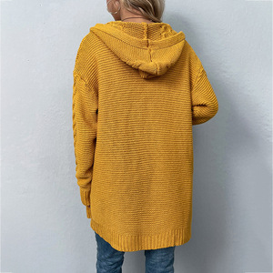 Novedades de Otoño, Cárdigan con Capucha de Punto para Invierno, Suéter Largo para Mujer - Product Image 4