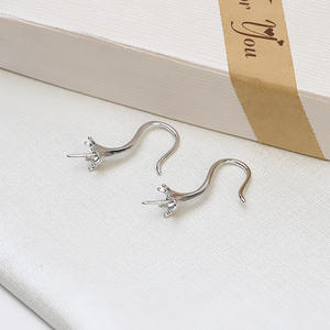 Boucles d'oreilles simples en argent S925 pour femme, accessoires DIY tendance avec perles, modèle semi-fini 1228, marque Wenchi, modèle 16126 - Product Image 4