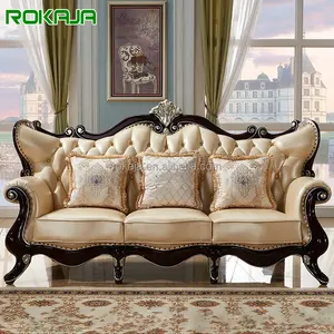 Sofá de luxo antigo fabricantes, sofá de estilo europeu, clássico, couro, dubai, atacador, sala de estar, 1 2, 3 lugares, conjunto de sofá