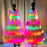 Robe chinoise ancienne en mousseline fluide pour femmes, style Hanfu, avec LED, pour événements nocturnes, carnaval, scène, cosplay, festival, spectacle