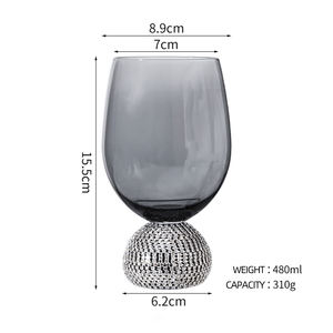 Premium Shaker Cocktail Bar Royal événements lunettes gobelet cristal diamant luxe fumé gris <span class=keywords><strong>Martini</strong></span> Vino rouge vin verres ensemble - Product Image 5