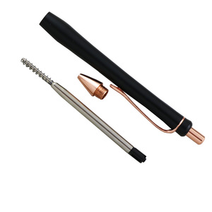 Stylo à <span class=keywords><strong>bille</strong></span> en forme d'<span class=keywords><strong>arc</strong></span> avec bouton poussoir en métal plaqué or rose, cuivre mat noir personnalisé BuFan, encre bleue/noire 1,0 mm - Product Image 2