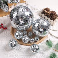 Vente chaude Argent Disco Gâteau Décoration Lumineux Miroir Réfléchissant Boules De Noël gâteau décor boule pour fête d'anniversaire