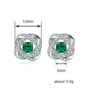Pendientes de plata 925 de lujo con esmeralda, diseño geométrico de corte princesa para mujer, uso diario, engaste de garra, joyería fina - Product Image 6