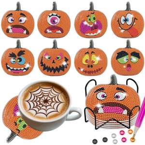 8 Paquetes de Posavasos Decorativos con Pedrería para Halloween, Artículos Festivos para Decoraciones, Hechos en China - Product Image 1