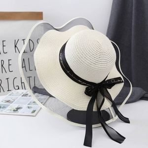 Western New Summer Lace-trimmed Bow Travel Sun Protection Sun <b>Straw</b> Beach Hat for Women - Product Image 2