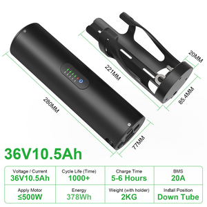 Batería de Litio Recargable de 36V 7Ah 20A BMS para Tubo Inferior, con Cargador, Pantalla LED y Puerto USB, Compatible con Bicicletas Eléctricas (Stock UE) - Product Image 2
