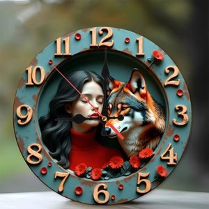 Round Wooden Wall <b>Clock</b> 25x25Cm Matte Wood Grain Quiet <b>Movement</b> Home Farmhouse Living Room Decor - Product Image 2