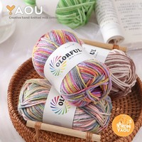 5 Stränge Aou Textile Acryl-Baumwoll-Mischgarn Gefärbt Mehrfarbig Handstrickgarn für DIY Puppen- und Babyprojekte Farbverlauf