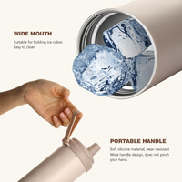 Bouteille d'eau écologique durable multicolore avec logo personnalisé, 18 oz, en acier inoxydable 304, avec poignée et paille