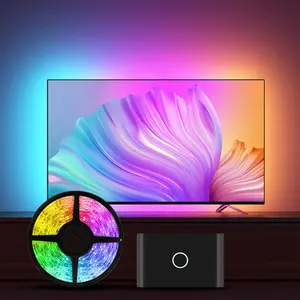 Smart LED TV Hintergrundbeleuchtung mit APP-Steuerung für 55-65 Zoll Fernseher HDMI Sync-Box Musik Rhythmus funktioniert mit Alexa und Google Assistant