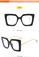 Nouvelles Lunettes Anti-lumière Bleue Carrées Surdimensionnées Vintage pour Femmes, Verres Colorés Tendance, Monture Fleurie, Lunettes d'Ordinateur et de Myopie Surdimensionnées