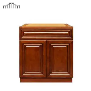 Pemasok Kabinet Vietnam Knock Down Solid Cherry Kayu Birch Ditinggikan Panel Wastafel Kamar Mandi Kabinet Vanity