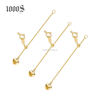 Chaîne d'extension de réglage en or massif 14 carats en gros avec coeur à fermoir à ressort pour collier ou bracelet de perles à bricoler soi-même