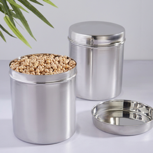 Stainless Steel Food Container Round Airtight Metal <b>Storage</b> <b>Jar</b> 1-3L Minimalist Design <b>for</b> <b>Kitchen</b> Use - Product Image 1