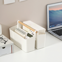 Panier de rangement de bureau pour étudiant durable et écologique poignées en bois stylo compartimenté papeterie forme rectangle multi-usages