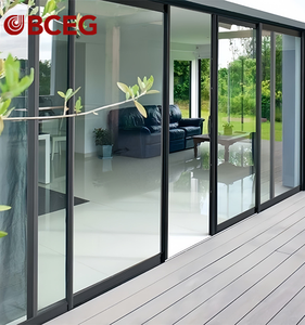 Tùy chỉnh nhôm hiên cửa trượt đôi Tempered Glass <span class=keywords><strong>Windows</strong></span> và cửa ra vào với đường sắt cửa trượt để bán - Product Image 3