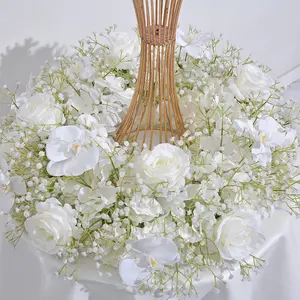 नई शादी की मेज फूल पुष्प सजावटी माला चढ़ाना रोड गाइड मिलान पृष्ठभूमि दीवार व्यवस्था कृत्रिम फूल