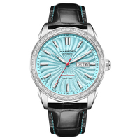 Montre mécanique automatique pour homme HANBORO, série Sea King, boîtier en acier inoxydable, étanche 5 BAR, aiguille, mode, diamant