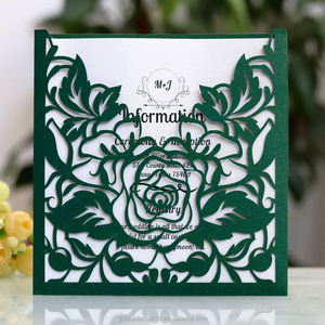Tarjeta de invitación de rosa roja, papel cortado con láser, tarjetas de San Valentín, tarjetas de felicitación personalizadas - Product Image 4