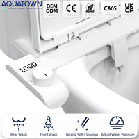Accessoire de toilette intelligent ultra-mince OEM ODM en ABS pour lavage féminin, sans électricité, double buse, pression d'eau réglable, pour salle de bain