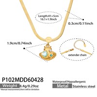 Collier de luxe en acier inoxydable 316L plaqué or 18K PVD avec pendentif coquillage, breloque cœur perlé et chaîne serpent chevrons, inaltérable, cadeau