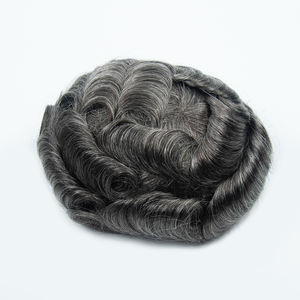 Prothèse capillaire YuanZhen de qualité supérieure pour hommes, 100 % cheveux indiens bruts, avec dentelle suisse complète et ligne de cheveux naturelle, en cheveux humains - Product Image 5