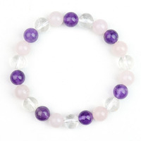 SXISUN Bracelet en pierres naturelles mélangées (améthyste, jade) pour femmes, élastique et durable, idéal pour la guérison et comme cadeau