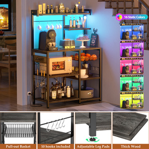 Support de boulangerie avec cordes lumineuses LED Support de four à micro-ondes Étagère de rangement de <span class=keywords><strong>cuisine</strong></span> Panier en fil métallique 10 crochets Porte-épices - Product Image 4