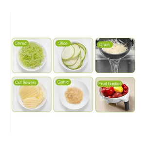 Cortador de Verduras Multifuncional 9 en 1 con Cesta de Drenaje, Rebanador Giratorio Mágico, Rallador, Utensilios de Cocina - Product Image 4