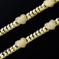 Ensemble de bijoux tendance plaqué or 14K 18K, collier et bracelet en laiton avec zircone en forme de cœur, style Monaco, pour femmes et filles