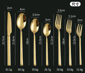 18/10 Juego de cubiertos Cubiertos de oro Juego de acero inoxidable Cuchillo Tenedor Cuchara Cubiertos de metal de acero inoxidable 304 para hotel - Product Image 2