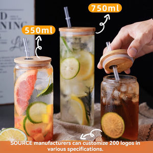 Gobelets en verre borosilicate de haute qualité, gobelets à cola, gobelets Mason, gobelets avec paille intégrée, gobelets à café et lait, gobelets à jus - Product Image 6