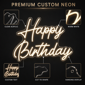 Happy Birthday LED <b>Neon</b> <b>Sign</b> with Printed Acrylic Face <b>for</b> Party Wedding and Event Decor - Product Image 6