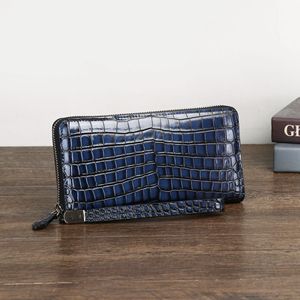 Pochette vintage artisanale pour homme avec motif ventre de crocodile, porte-cartes multiples, portefeuille long - Product Image 6