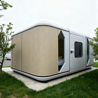 Capsule spatiale de luxe préfabriquée, maison mobile compacte avec vue panoramique pour le glamping en station balnéaire et la vie en plein air