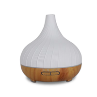 Diffuseur d'huiles essentielles électrique en verre ultrasonique de 300 ml avec base en bois, humidificateur à brume froide et veilleuse LED 7 couleurs pour la maison