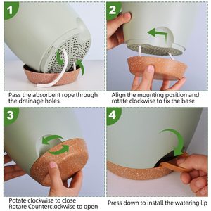 وعاء نباتات ذاتي الري مقاس 12/10/9 بوصة للنباتات الداخلية مع فتحة تصريف، وعاء زهور بلاستيكي للنباتات العصارية والبنفسج الأفريقي - Product Image 3