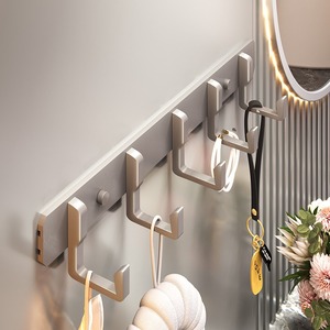 Gunmetal Grey 5 <b>Hook</b> <b>Wall</b> Mounted Robe <b>Hooks</b> No Drilling Required Space Aluminum Minimalist Design Bathroom Door Rack - Product Image 1