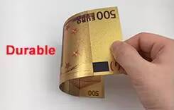 Free Shipping 5 10 20 50 100 200 500 1000 Euro Plastic Gold Plated Banknote - Product Image 6