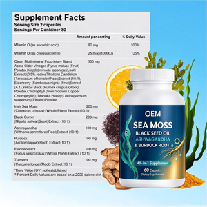 OEM ODM Sea Moss Capsule 60 Count <b>All</b>-<b>in</b>-1 with <b>Black</b> Seed Ashwagandha Burdock Immune Wellness Support - Product Image 3