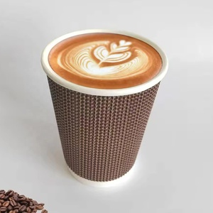 Gobelet à café en papier ondulé jetable, écologique et durable, avec impression de logo personnalisée, manchon OEM/ODM - Product Image 1