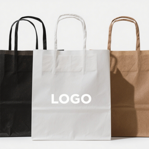 Bolsas de Papel Kraft Blancas, Marrones y Negras con Logotipo Personalizado, para Compras, Ropa, Zapatos, Velas, Regalos, con Asa - Product Image 1